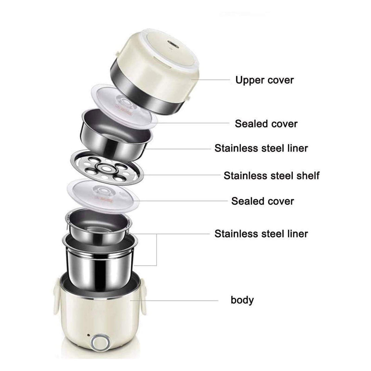 23L Portable Electric Food Heater & Lunch Box Steamer