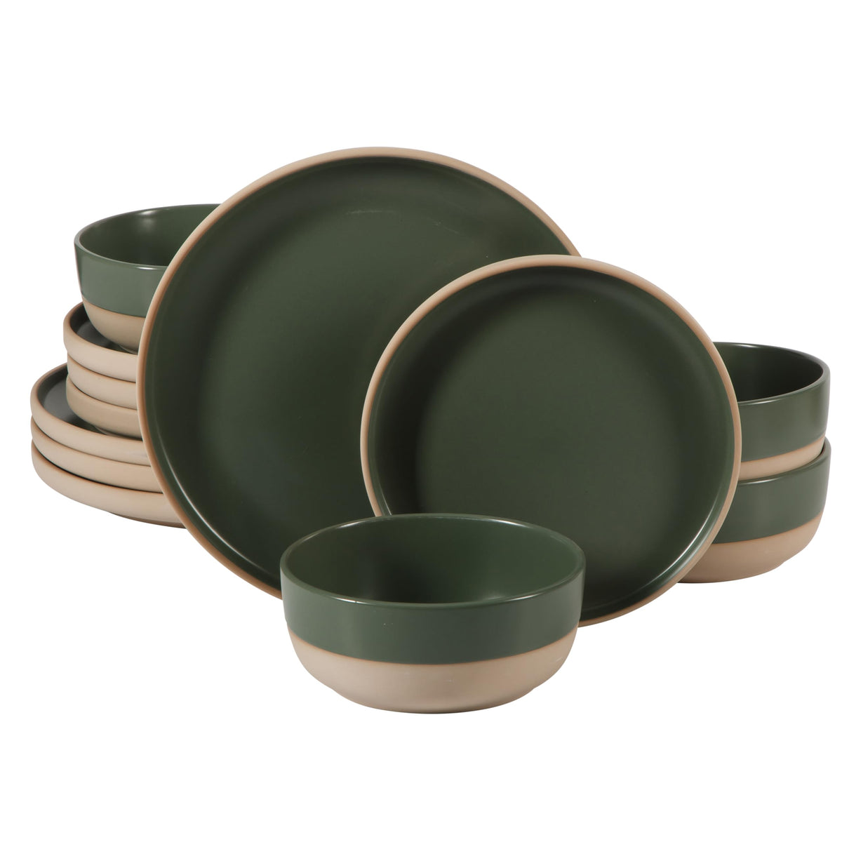 Gibson Home Plates and Bowls Set, 12 Piece Dinnerware Set for 4