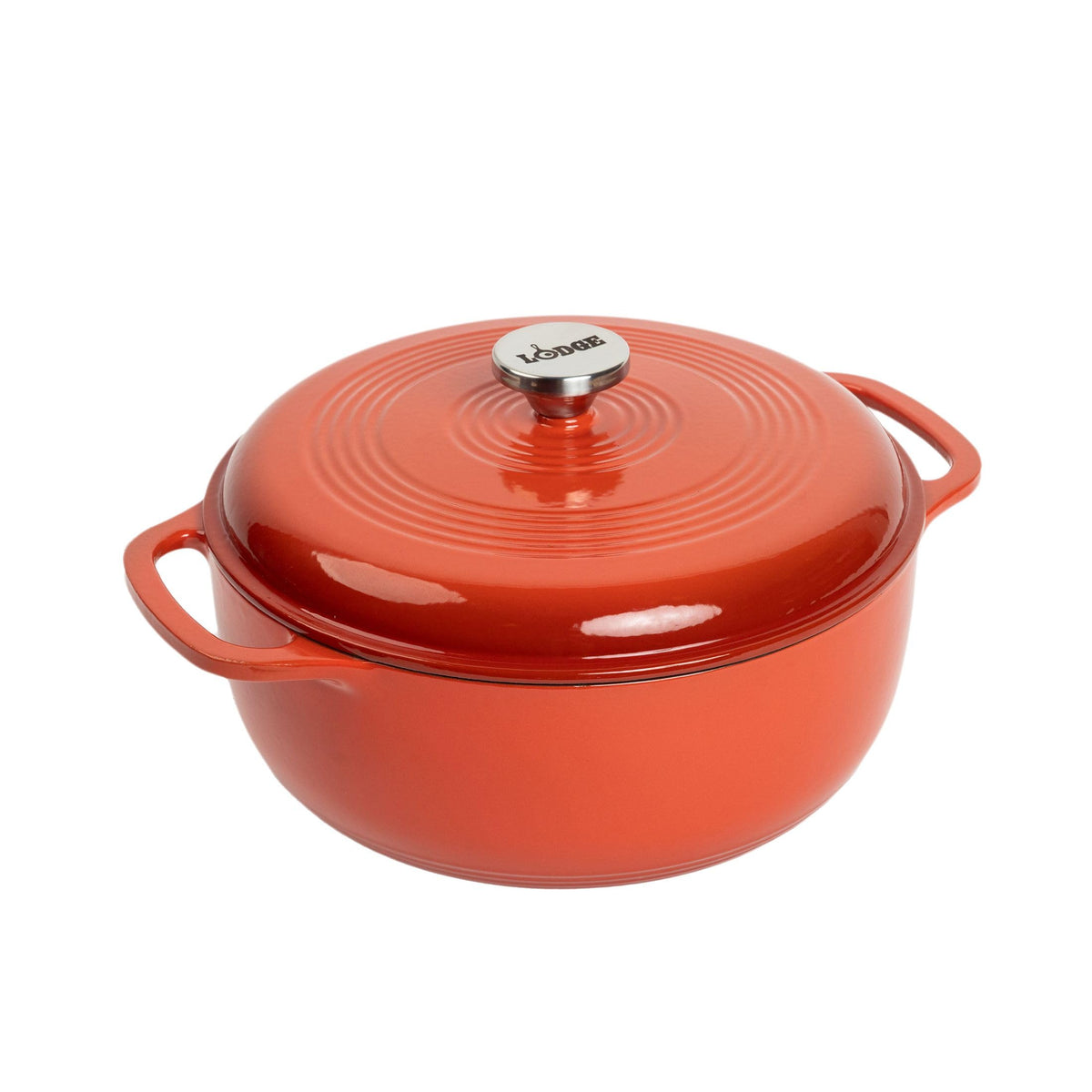 Lodge Essential Enamel Cast Iron Dutch Oven 6 Quarts - Perfect for Bread Baking, Braising, Marinating & Slow Cooking, Features Moisture-Sealing Lid & Dual Handles, Kitchen Essentials, Midnight Chrome