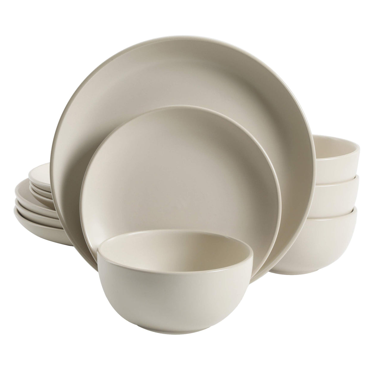 Gibson Home Plates and Bowls Set, 12 Piece Dinnerware Set for 4