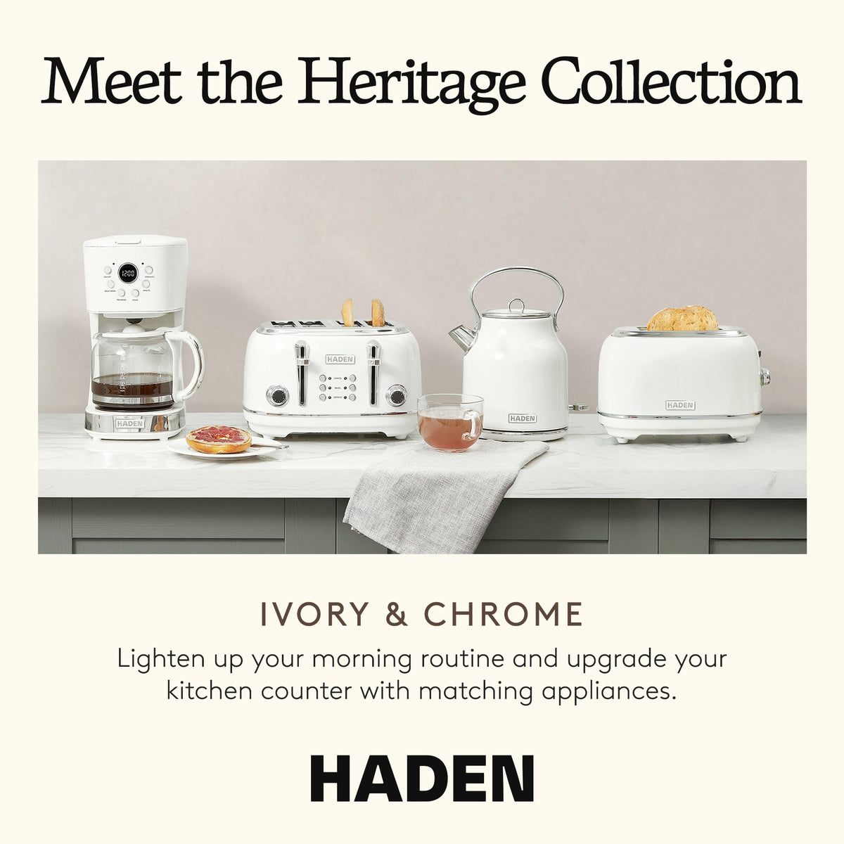 HADEN 12 Cup Programmable Coffee Maker & Heritage 1.7L Electric Tea Kettle