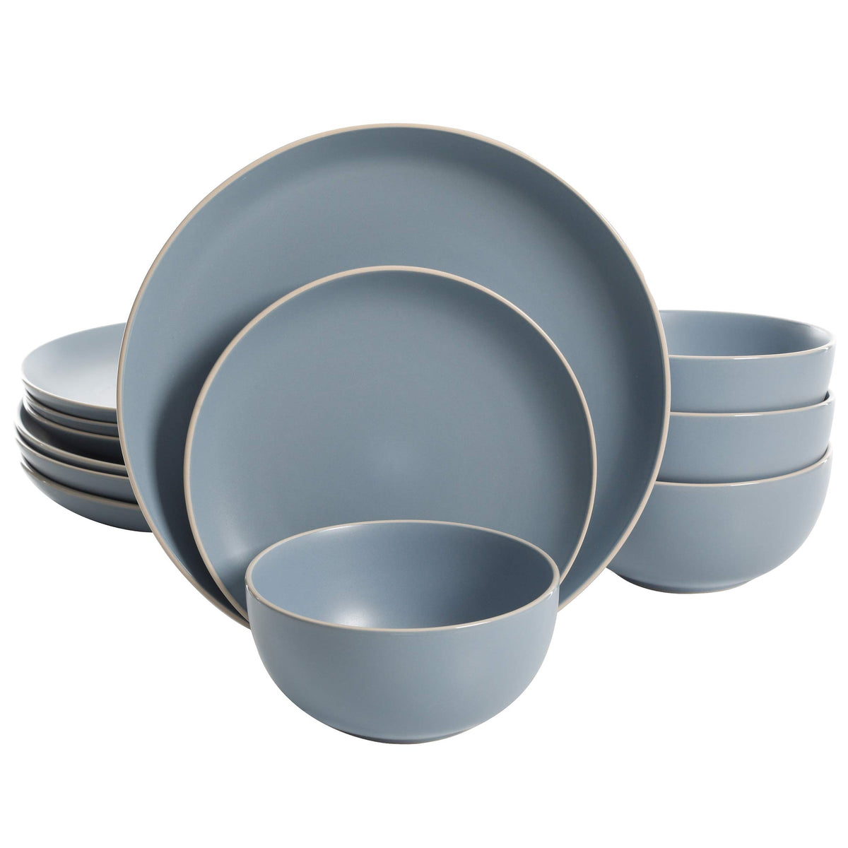 Gibson Home Plates and Bowls Set, 12 Piece Dinnerware Set for 4