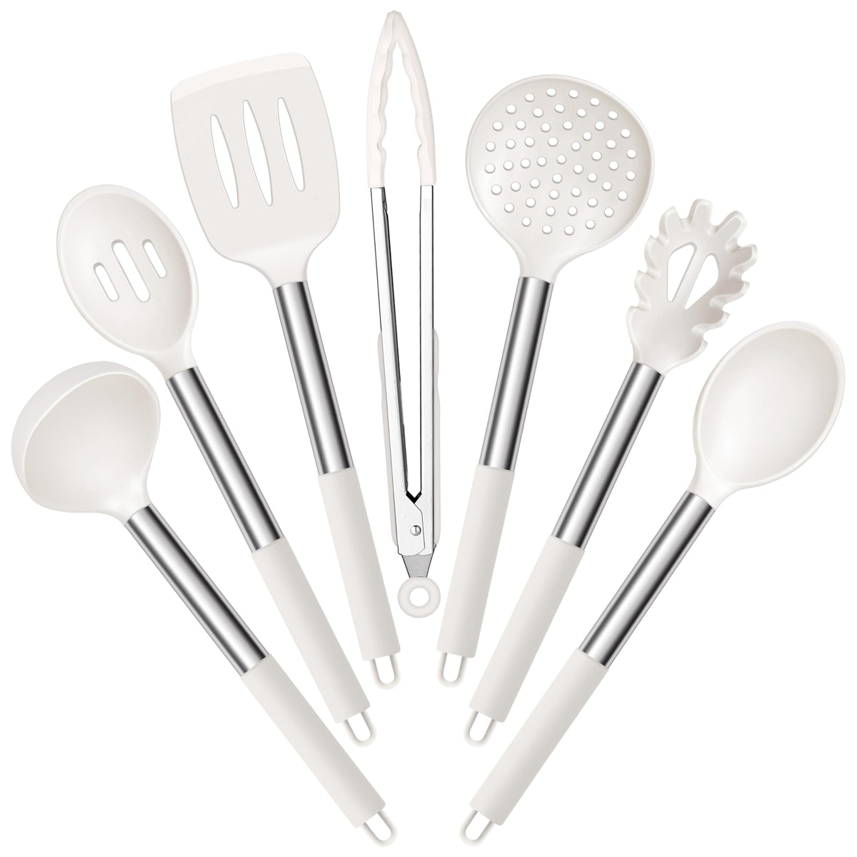 E-far 7/14/30 Pieces Black/Red/Gray/Khaki/White/Pink Silicone Kitchen Utensils Set