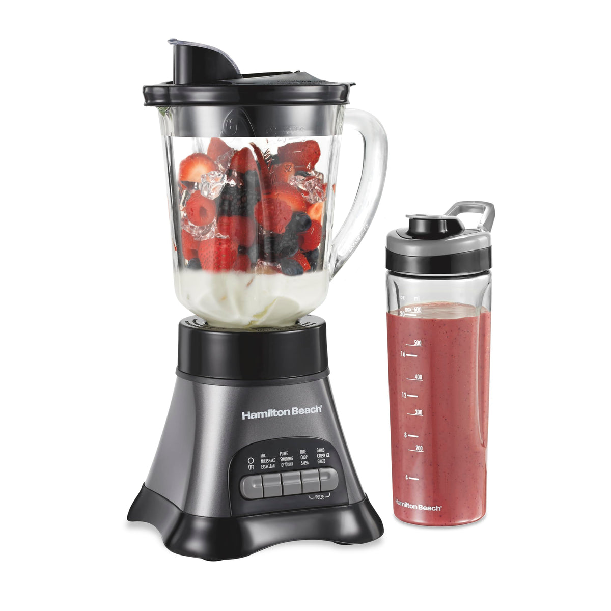 Hamilton Beach 2-in-1 Personal Blender and Countertop Blender For Smoothies