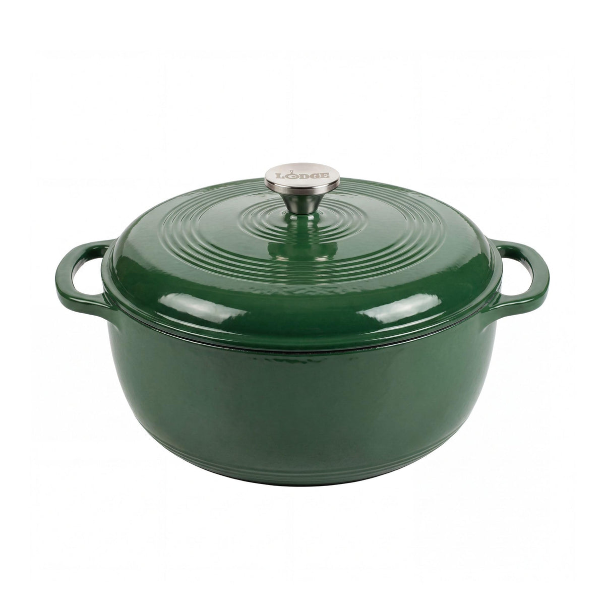 Lodge Essential Enamel Cast Iron Dutch Oven 6 Quarts - Perfect for Bread Baking, Braising, Marinating & Slow Cooking, Features Moisture-Sealing Lid & Dual Handles, Kitchen Essentials, Midnight Chrome