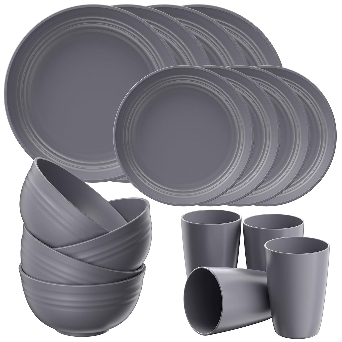 Quatish Plates and Bowls Sets for 6, Dinnerware Dishes Sets for Kitchen