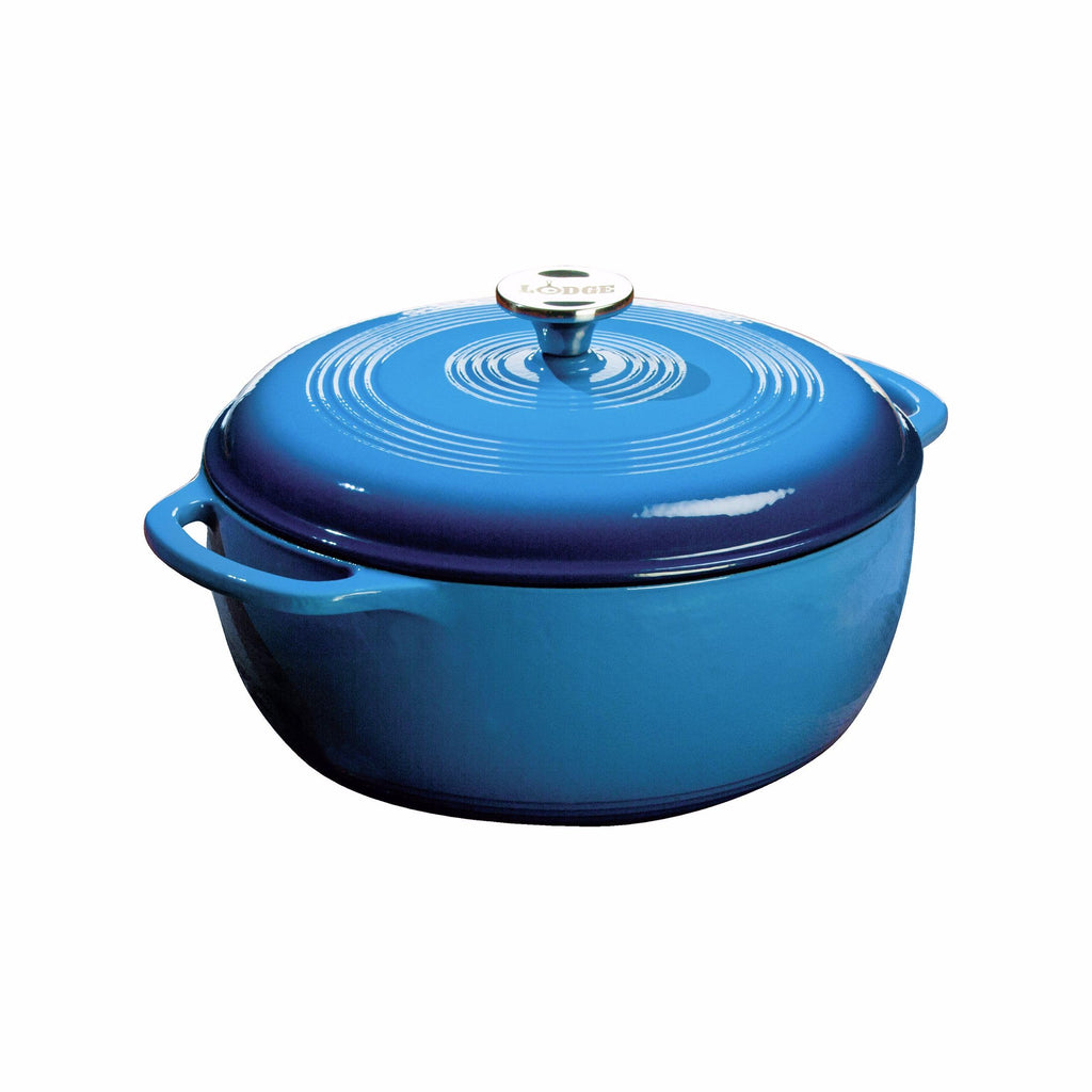 Lodge Essential Enamel Cast Iron Dutch Oven 6 Quarts - Perfect for Bread Baking, Braising, Marinating & Slow Cooking, Features Moisture-Sealing Lid & Dual Handles, Kitchen Essentials, Midnight Chrome