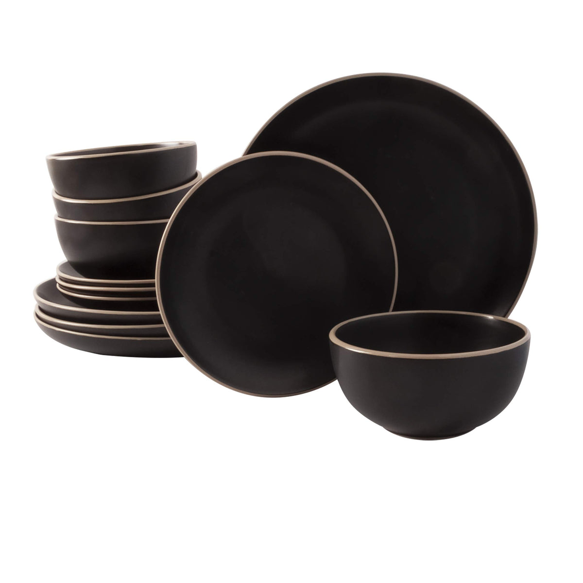 Gibson Home Plates and Bowls Set, 12 Piece Dinnerware Set for 4
