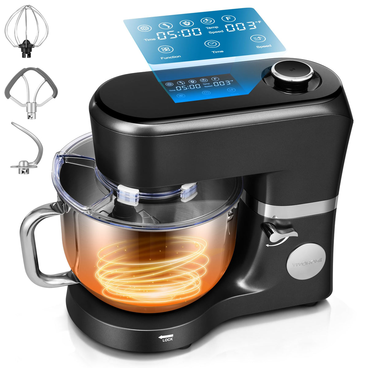 VIVOHOME Stand Mixer, 660W Tilt-Head Kitchen Electric Mixer with Bowl, Household Food Mixer for Baking, Bread, and Cakes, with Dough Hook, Beater, Whisk