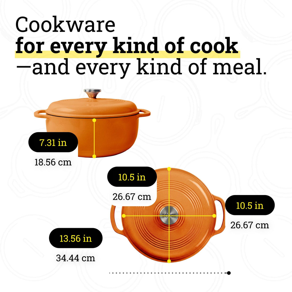 Lodge Essential Enamel Cast Iron Dutch Oven 6 Quarts - Perfect for Bread Baking, Braising, Marinating & Slow Cooking, Features Moisture-Sealing Lid & Dual Handles, Kitchen Essentials, Midnight Chrome