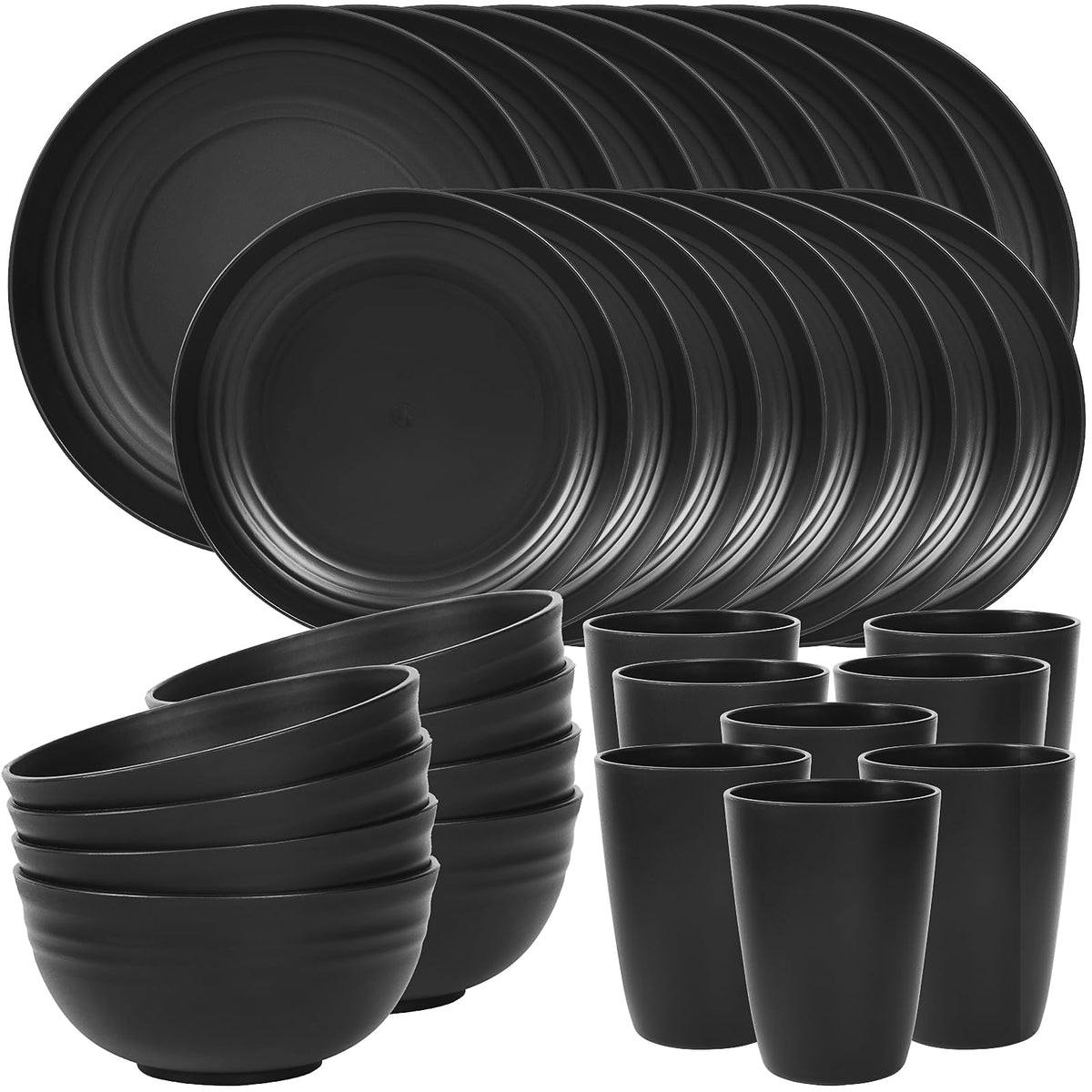 Quatish Plates and Bowls Sets for 6, Dinnerware Dishes Sets for Kitchen