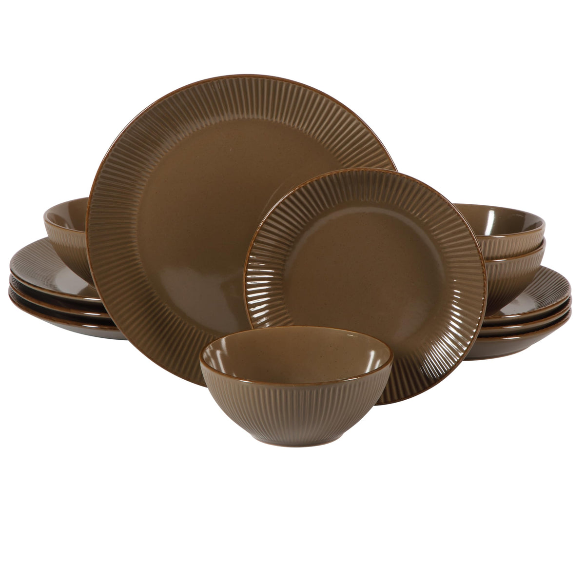 Gibson Home Plates and Bowls Set, 12 Piece Dinnerware Set for 4