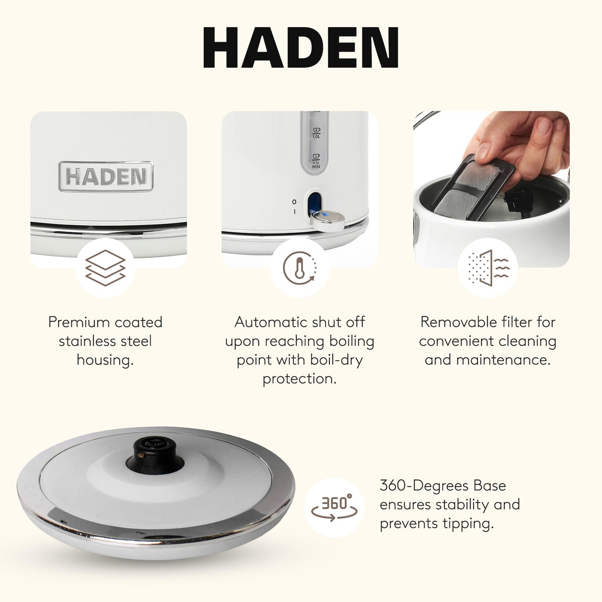 HADEN 12 Cup Programmable Coffee Maker & Heritage 1.7L Electric Tea Kettle