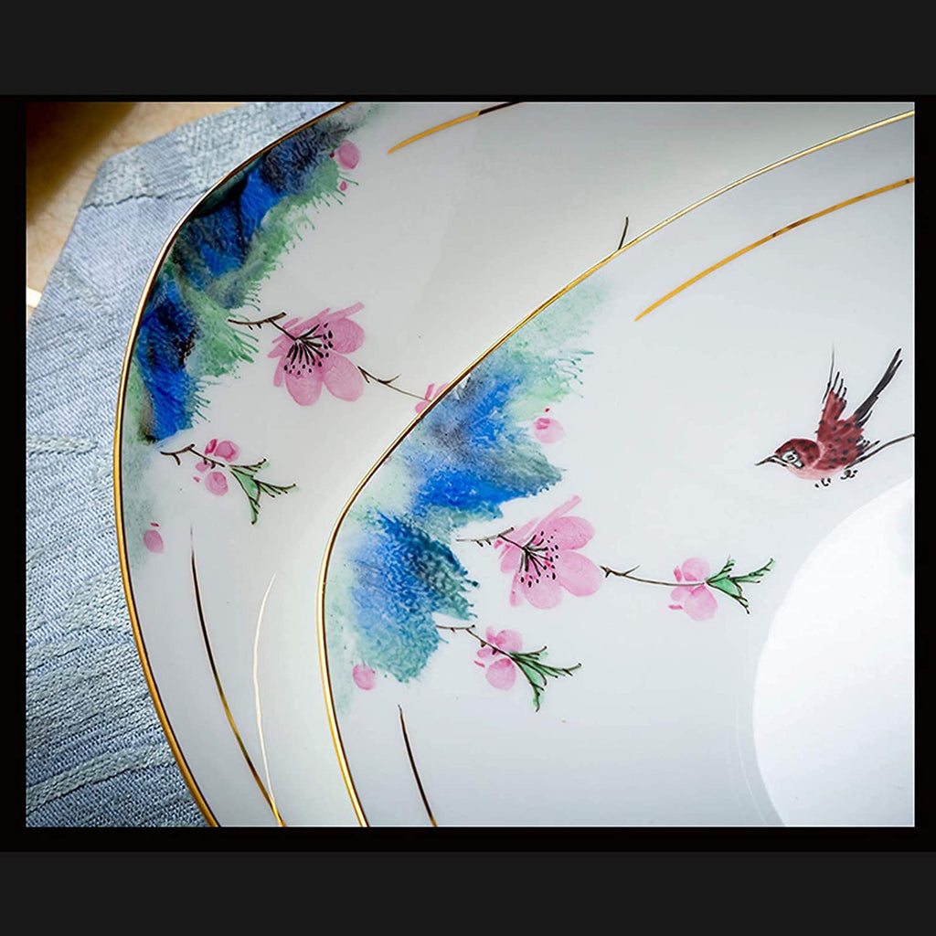 EAGLCQA Ceramics Dinner Set, Soup Pot/Plate/Bowl Combination Set | 50 Pieces High-Grade Bone China Porcelain Dinnerware Sets for Wedding Gifts