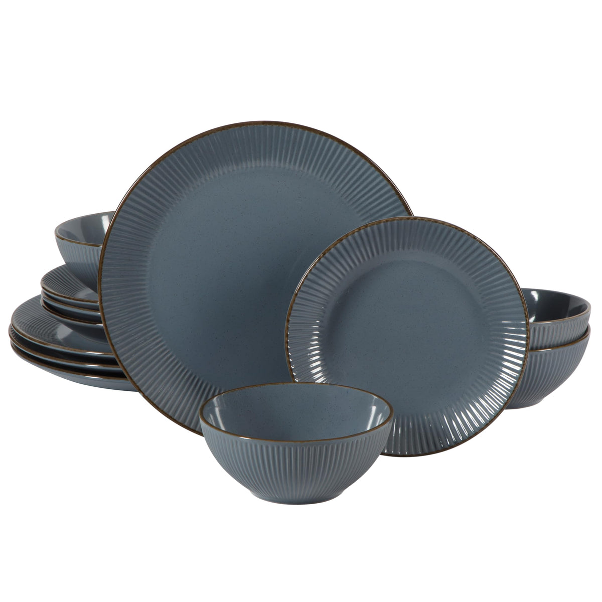 Gibson Home Plates and Bowls Set, 12 Piece Dinnerware Set for 4