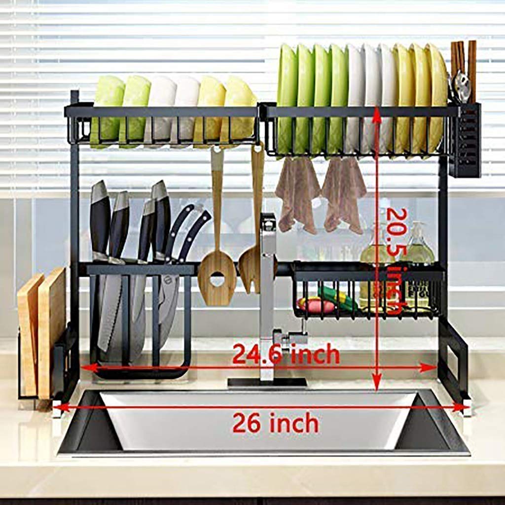 Stainless Steel Over-the-Sink Dish Drying Rack Organizer