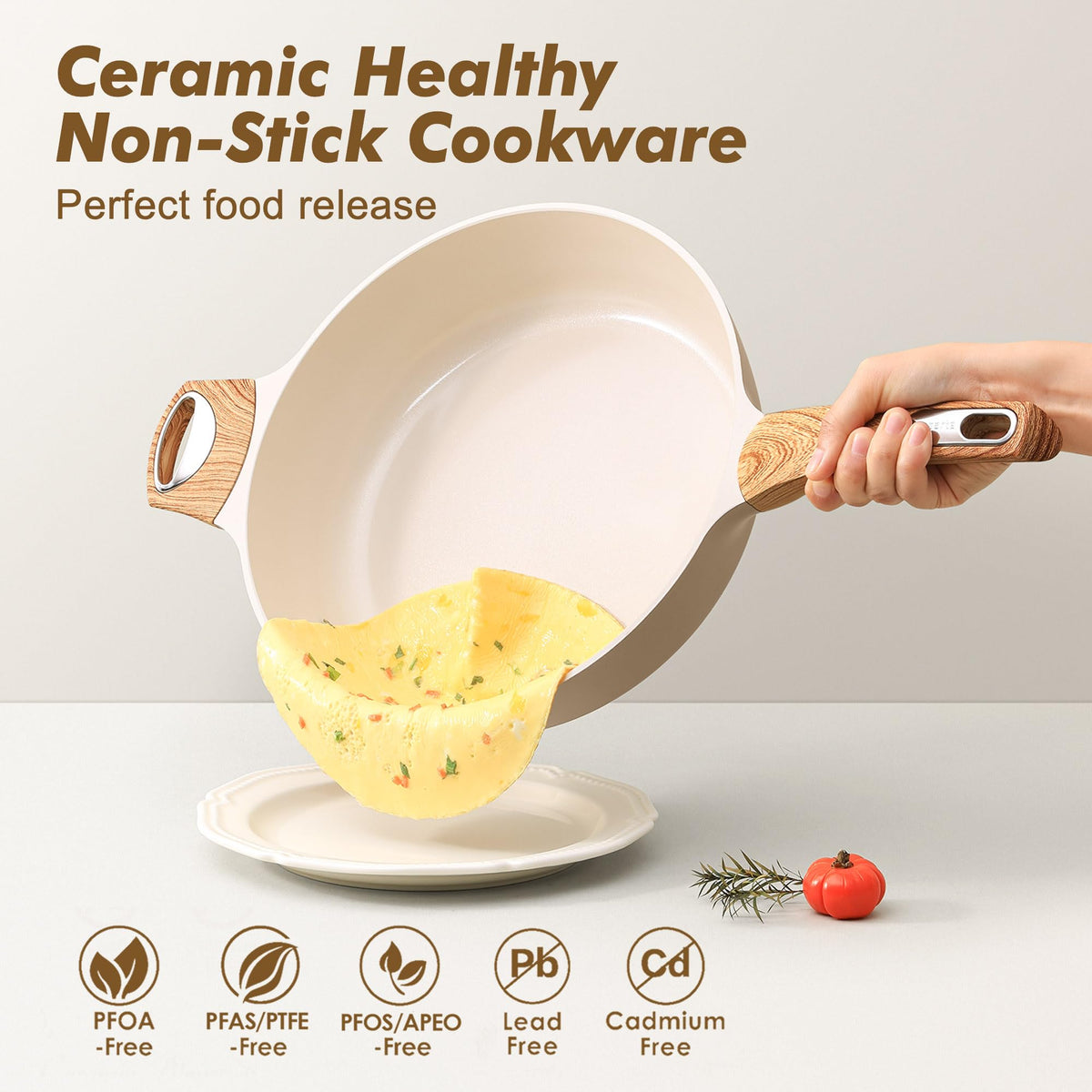 SENSARTE Ceramic Nonstick Deep Frying Pan with Lid