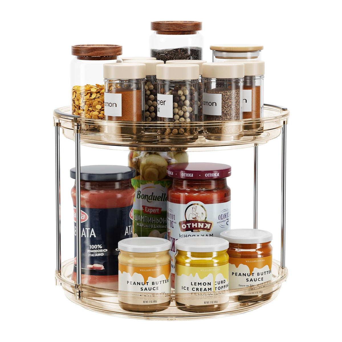 LAMU 2-Tier 9.25" Lazy Susan Rotating Organizer Rack