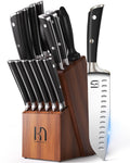 Knife Set, Premium 15 Piece Japanese High Carbon Stainless Steel Knives Set for Kitchen with Block and Sharpener, Razor Sharp Kitchen Knife Block Sets with Ergonomic Full-tang Handle