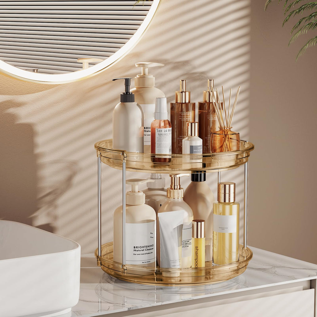 LAMU 2-Tier 9.25" Lazy Susan Rotating Organizer Rack