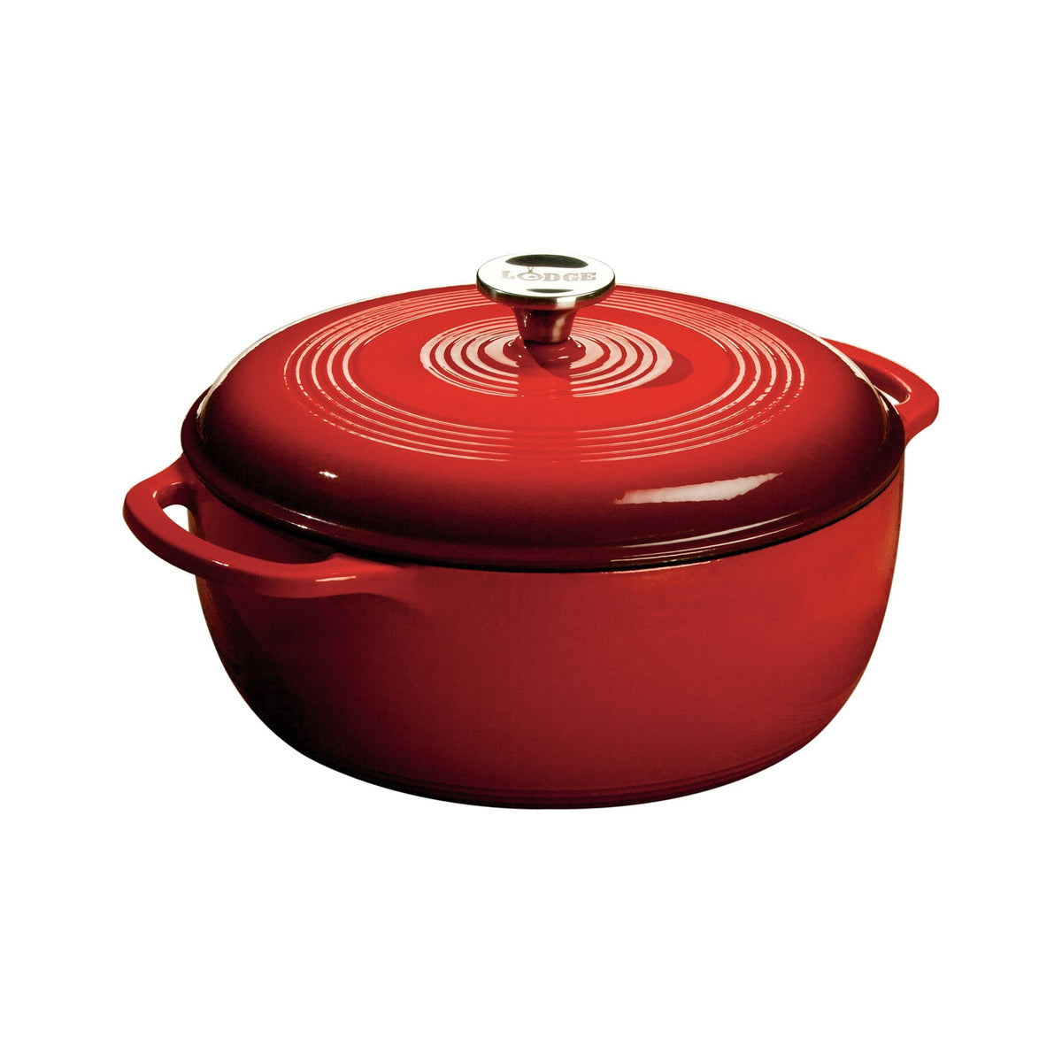 Lodge Essential Enamel Cast Iron Dutch Oven 6 Quarts - Perfect for Bread Baking, Braising, Marinating & Slow Cooking, Features Moisture-Sealing Lid & Dual Handles, Kitchen Essentials, Midnight Chrome