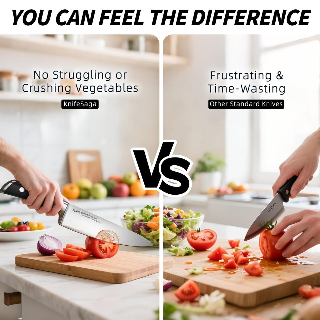 Knife Set, Premium 15 Piece Japanese High Carbon Stainless Steel Knives Set for Kitchen with Block and Sharpener, Razor Sharp Kitchen Knife Block Sets with Ergonomic Full-tang Handle
