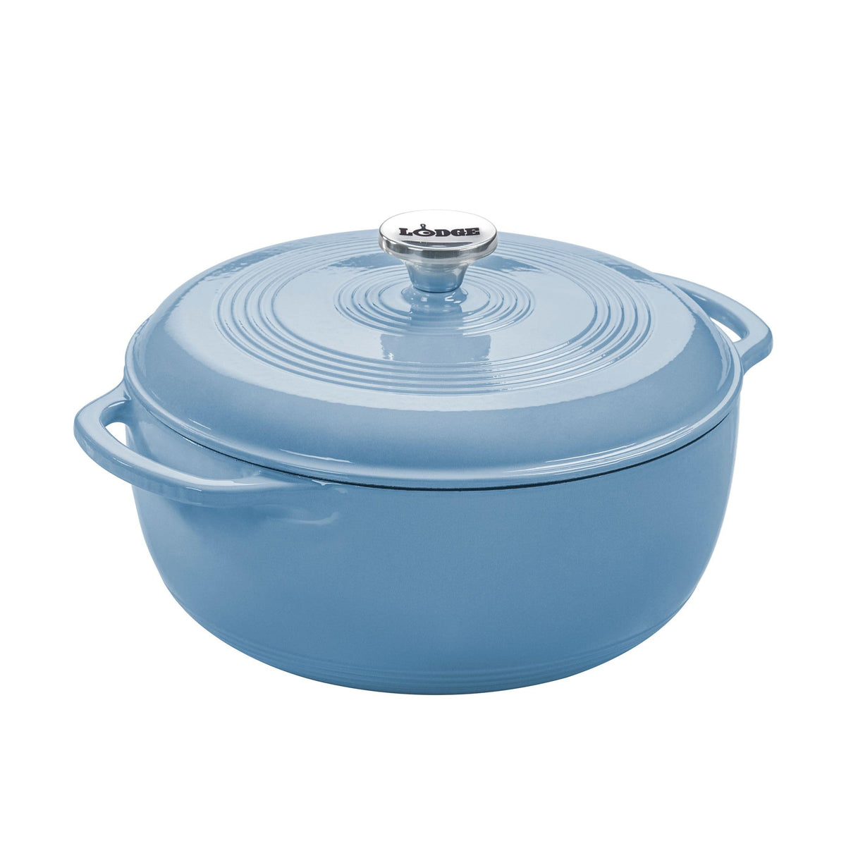 Lodge Essential Enamel Cast Iron Dutch Oven 6 Quarts - Perfect for Bread Baking, Braising, Marinating & Slow Cooking, Features Moisture-Sealing Lid & Dual Handles, Kitchen Essentials, Midnight Chrome