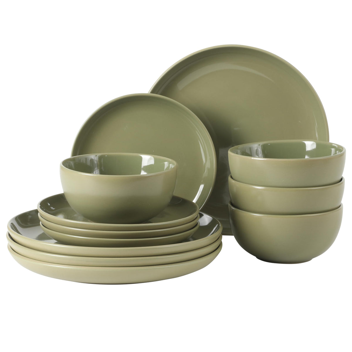 Gibson Home Plates and Bowls Set, 12 Piece Dinnerware Set for 4