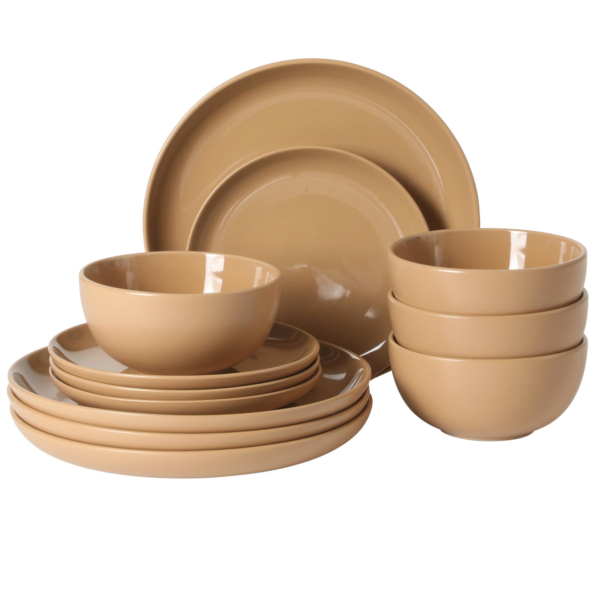 Gibson Home Plates and Bowls Set, 12 Piece Dinnerware Set for 4