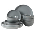 Gibson Home Plates and Bowls Set, 12 Piece Dinnerware Set for 4