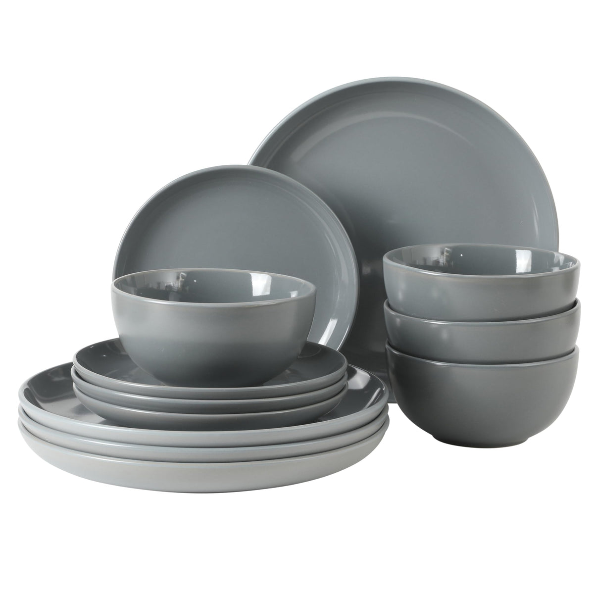 Gibson Home Plates and Bowls Set, 12 Piece Dinnerware Set for 4