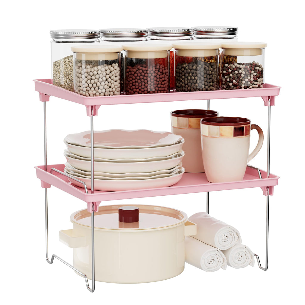 STARLATTA Clear Acrylic Stackable Cabinet Organizer Shelf
