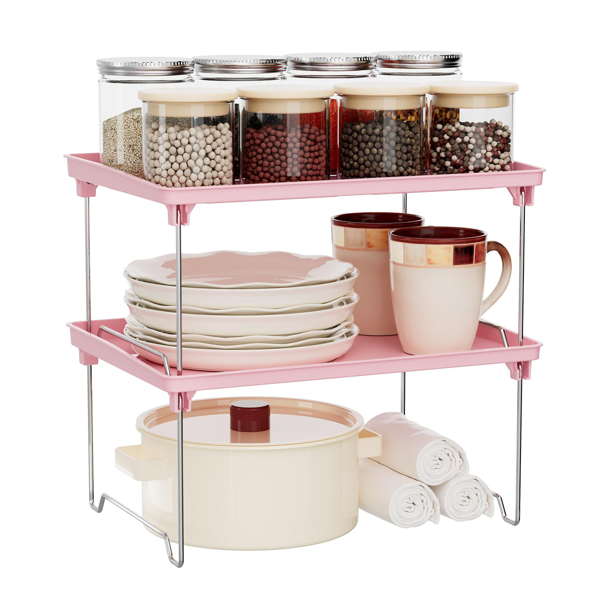STARLATTA Clear Acrylic Stackable Cabinet Organizer Shelf