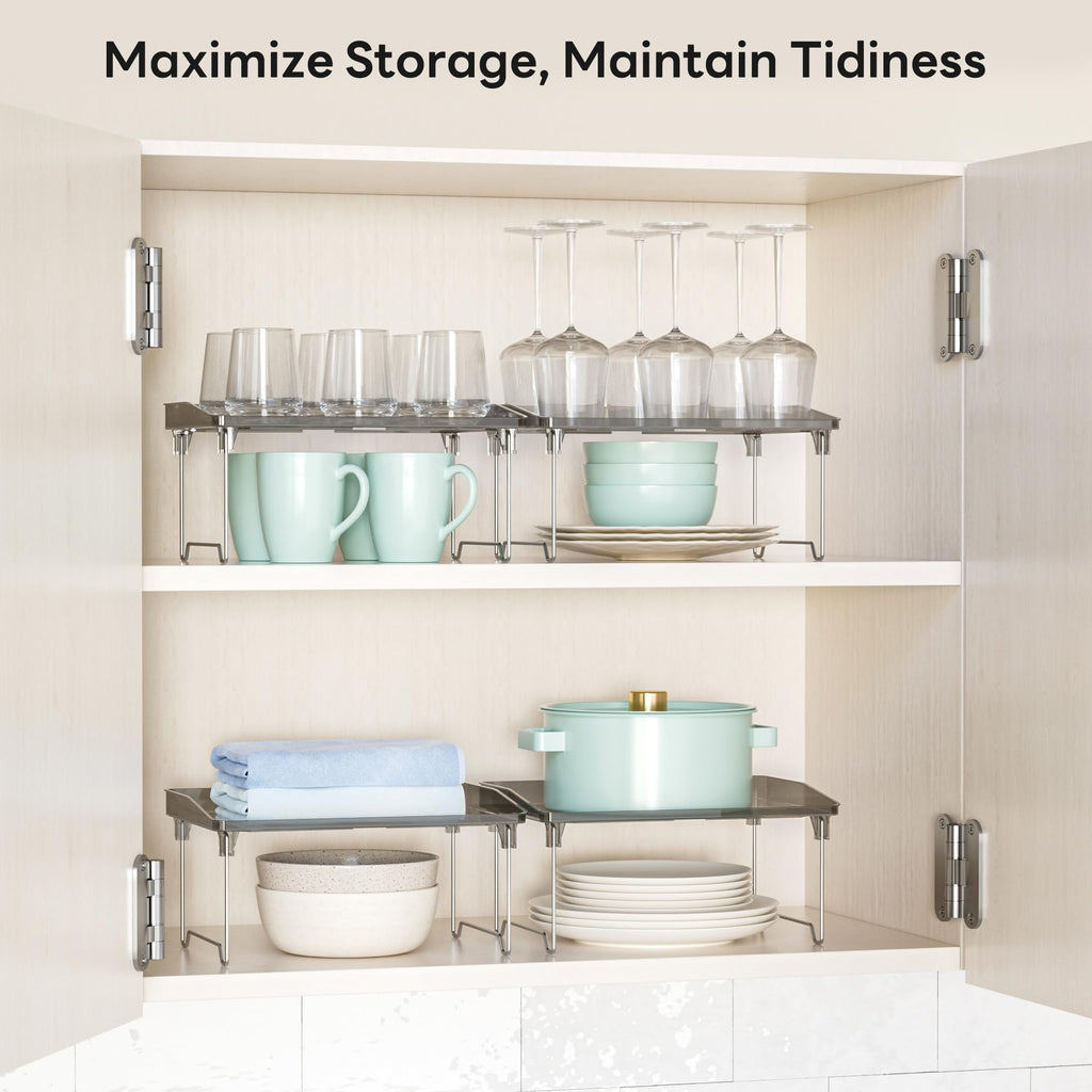 STARLATTA Clear Acrylic Stackable Cabinet Organizer Shelf