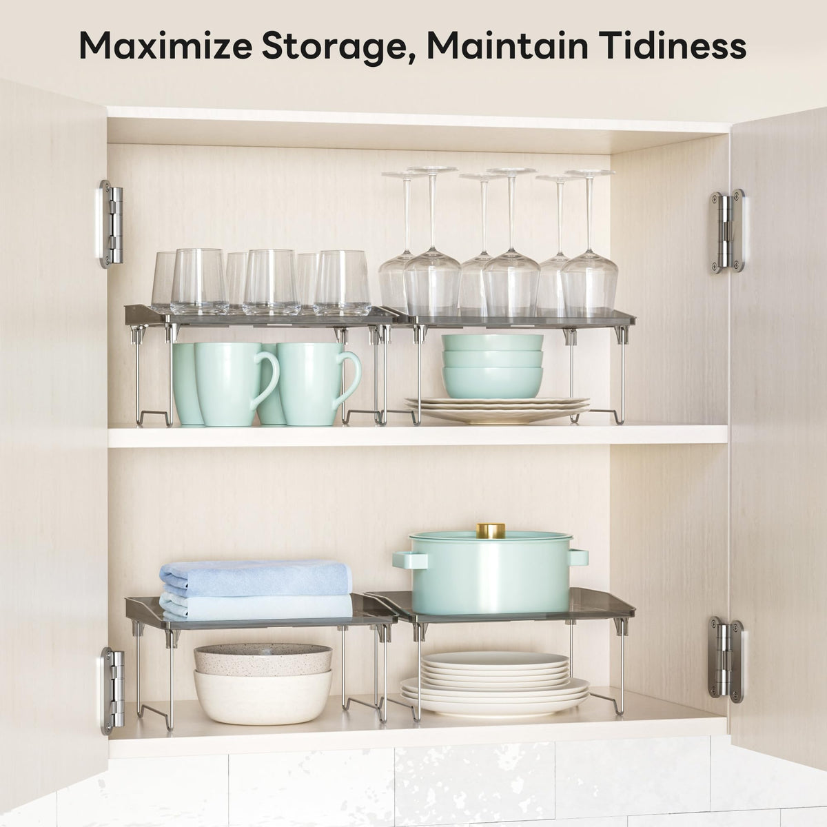STARLATTA Clear Acrylic Stackable Cabinet Organizer Shelf