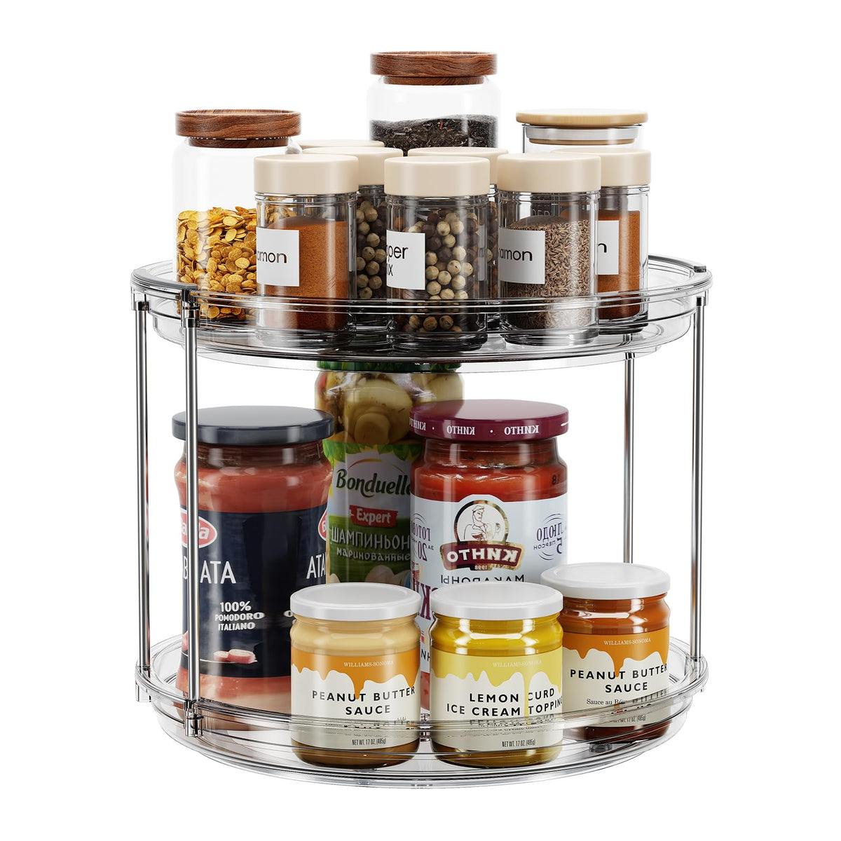 LAMU 2-Tier 9.25" Lazy Susan Rotating Organizer Rack