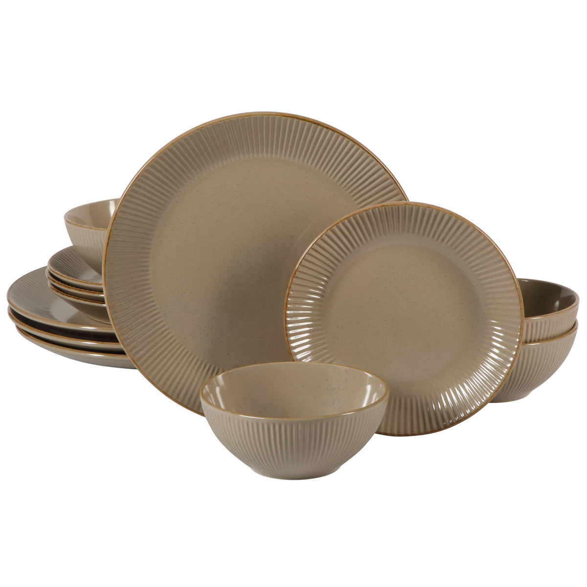 Gibson Home Plates and Bowls Set, 12 Piece Dinnerware Set for 4
