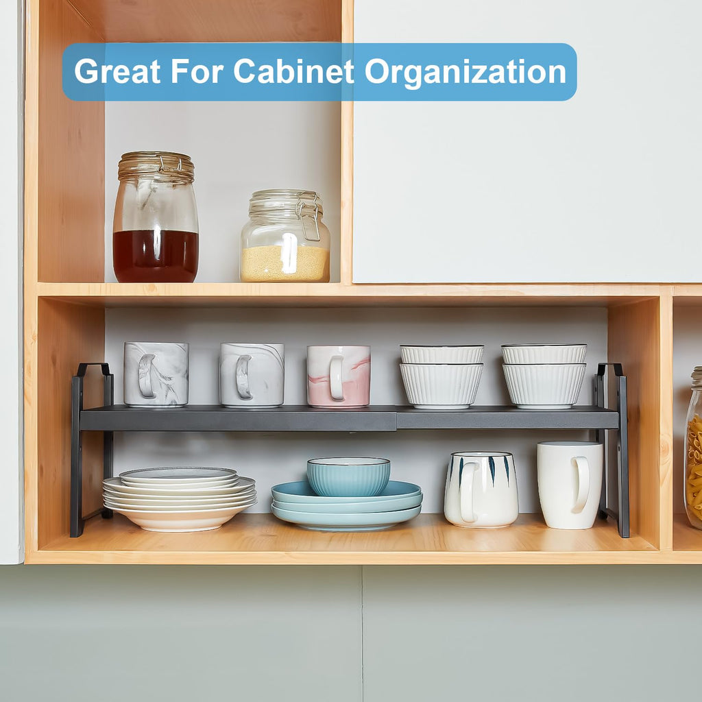2-Pack Expandable Adjustable Kitchen Cabinet Organizer Shelves