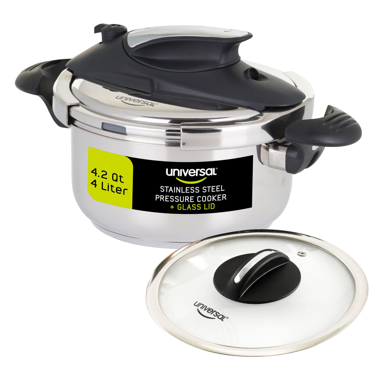 Universal Stainless Steel Pressure Cooker with Glass Lid