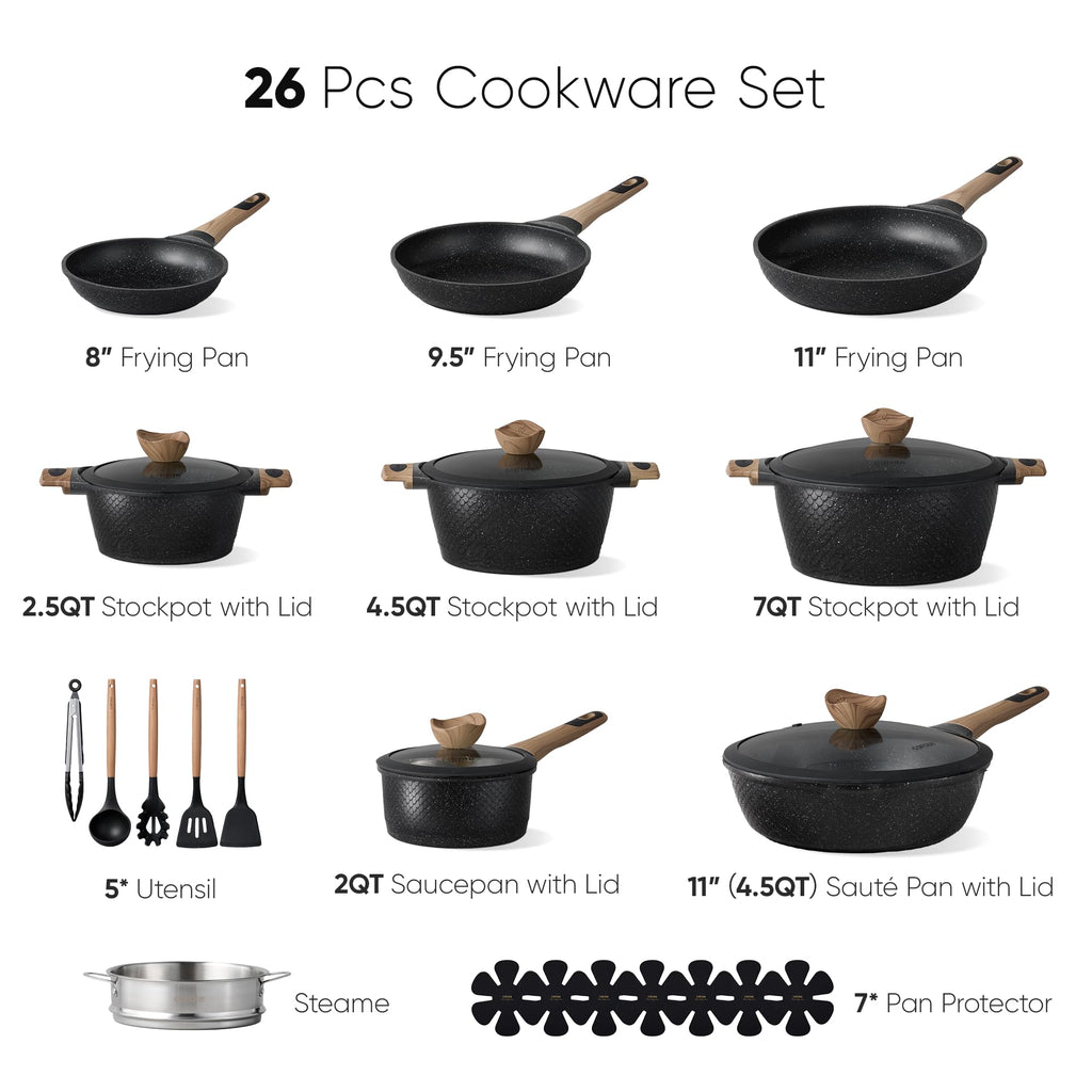 CAROTE Nonstick Pots & Pans Cookware Set