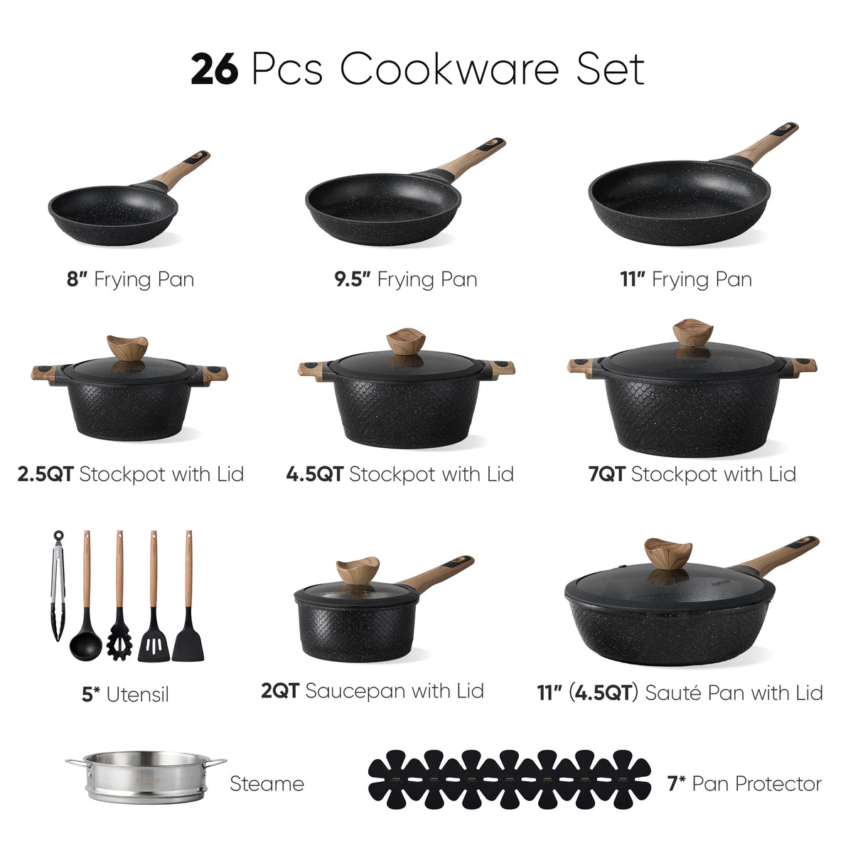 CAROTE Nonstick Pots & Pans Cookware Set