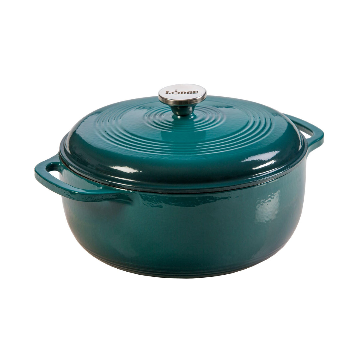Lodge Essential Enamel Cast Iron Dutch Oven 6 Quarts - Perfect for Bread Baking, Braising, Marinating & Slow Cooking, Features Moisture-Sealing Lid & Dual Handles, Kitchen Essentials, Midnight Chrome