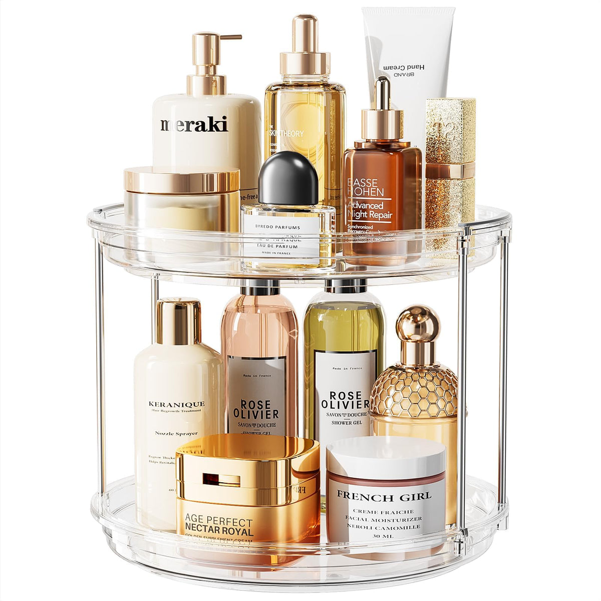 LAMU 2-Tier 9.25" Lazy Susan Rotating Organizer Rack