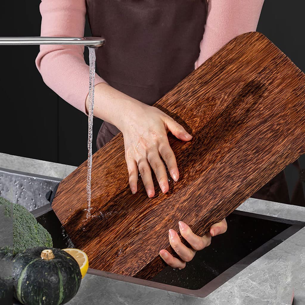 USZWBY Premium Thickened Wooden Cutting Board for Kitchen Double Sided with Handles for Meat Fish Vegetable Cheese Cutting Board for Carving Meat Or Vegetables