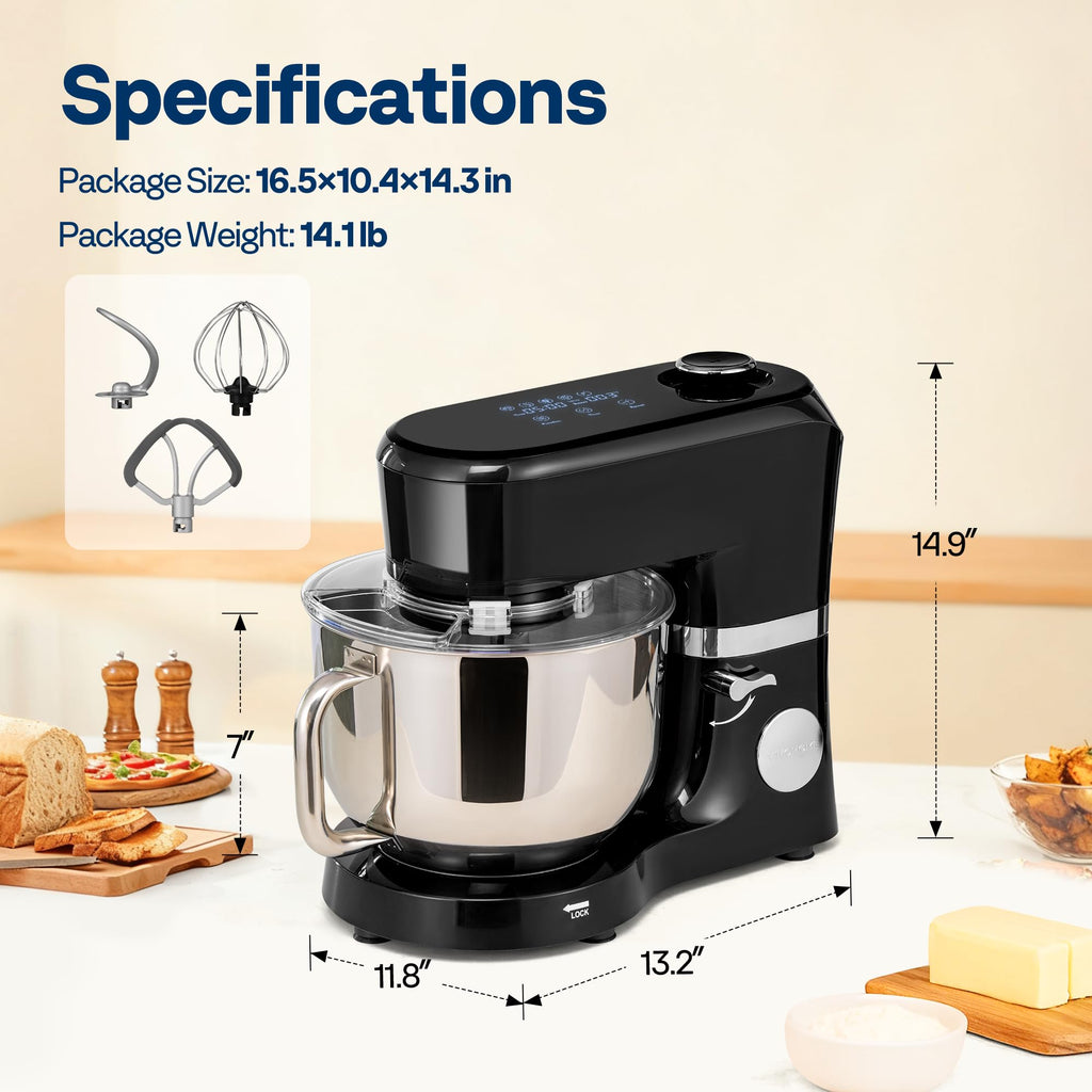 VIVOHOME Stand Mixer, 660W Tilt-Head Kitchen Electric Mixer with Bowl, Household Food Mixer for Baking, Bread, and Cakes, with Dough Hook, Beater, Whisk