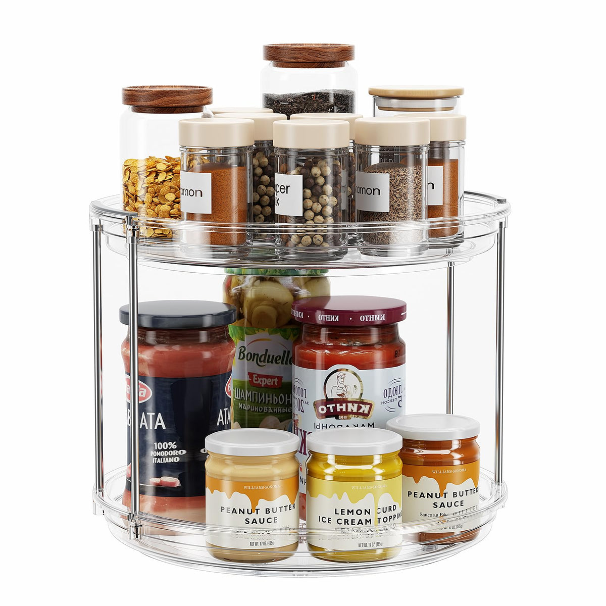 LAMU 2-Tier 9.25" Lazy Susan Rotating Organizer Rack