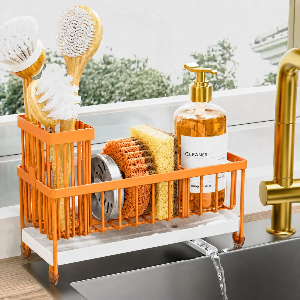 Cisily Kitchen Sink Caddy with Sponge & Brush Holder