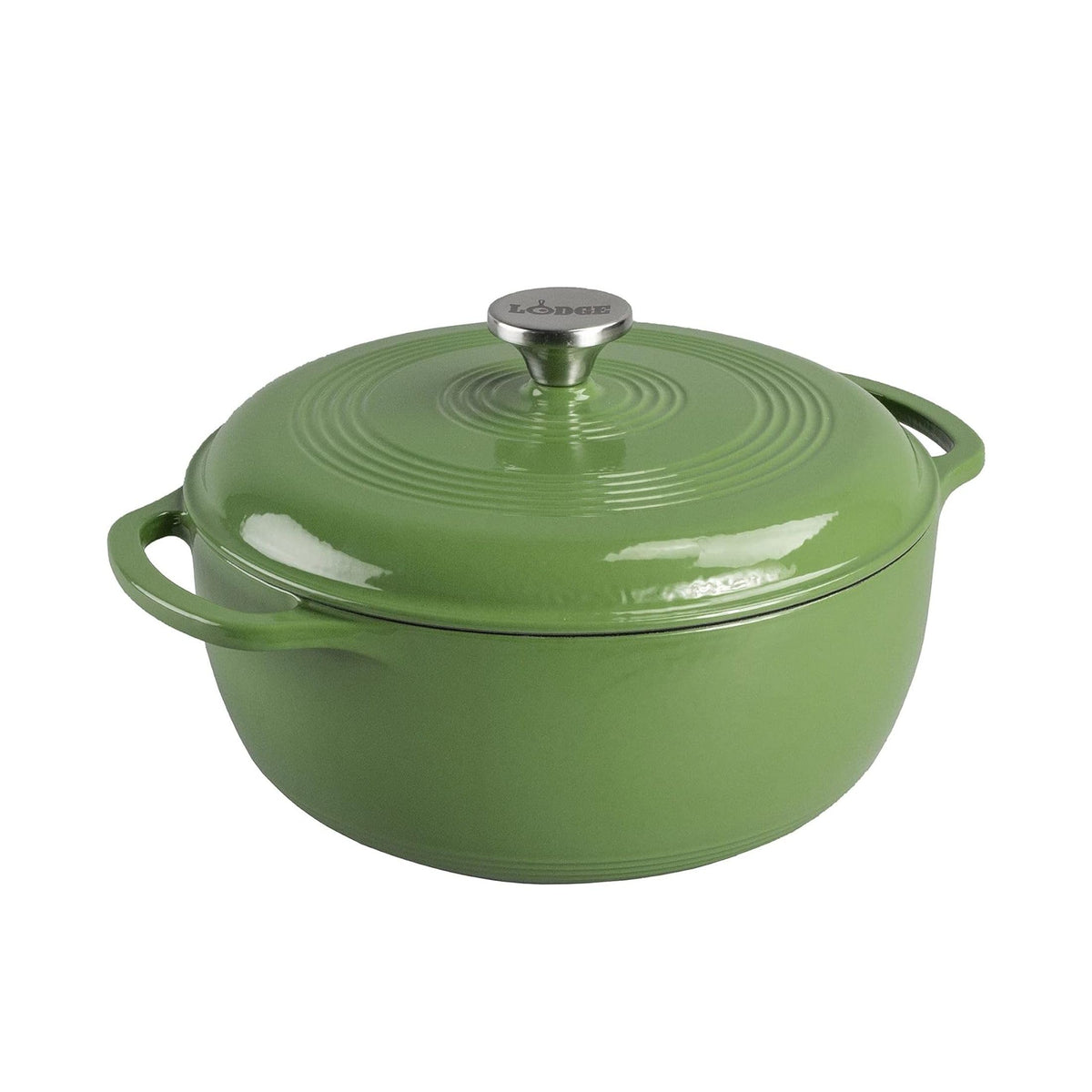 Lodge Essential Enamel Cast Iron Dutch Oven 6 Quarts - Perfect for Bread Baking, Braising, Marinating & Slow Cooking, Features Moisture-Sealing Lid & Dual Handles, Kitchen Essentials, Midnight Chrome