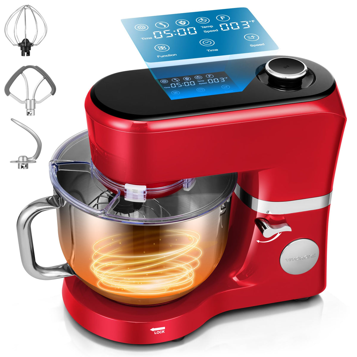 VIVOHOME Stand Mixer, 660W Tilt-Head Kitchen Electric Mixer with Bowl, Household Food Mixer for Baking, Bread, and Cakes, with Dough Hook, Beater, Whisk