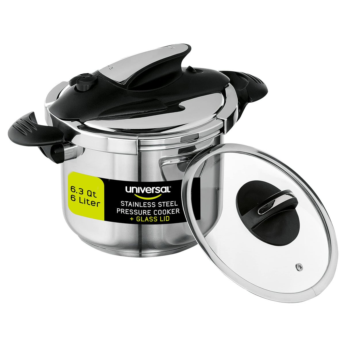 Universal Stainless Steel Pressure Cooker with Glass Lid
